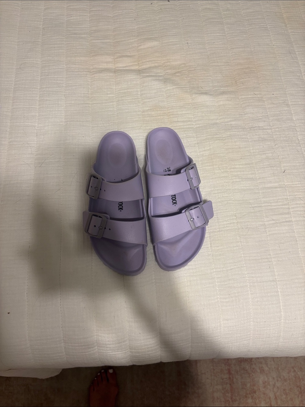 Lavender Slide Sandals with Adjustable Buckles